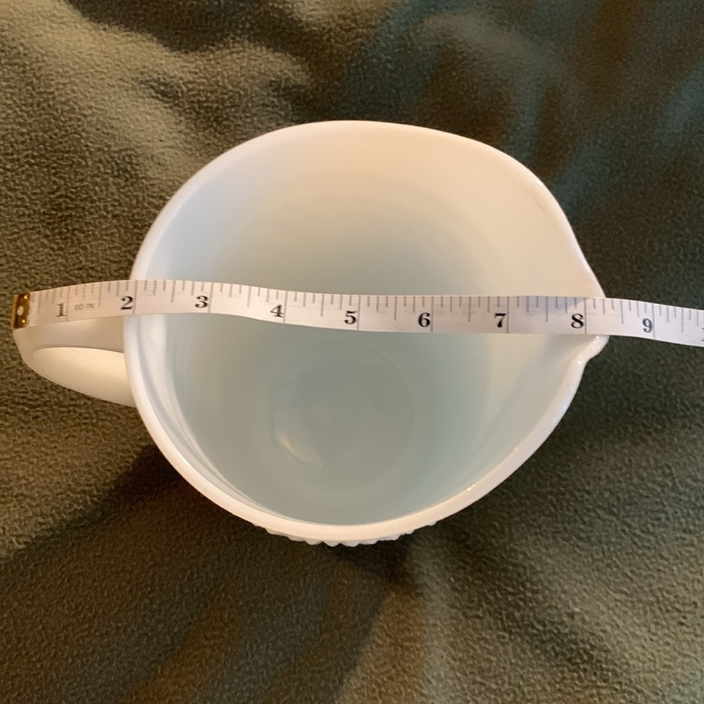 Beautiful vintage hobnail milk glass pitcher. Approximately 8 1/2” x 8”. - Picture 3 of 7